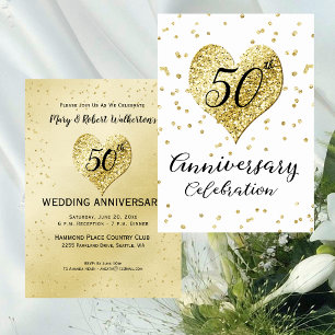 Invitation Noces de confetti d'or du 50e anniversaire
