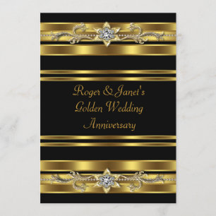 Invitation Noces de diamants d'or Élégant 50e anniversaire de