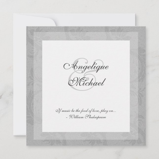 Invitation Noces de gris argent engagement pour anniversaire  (Devant)