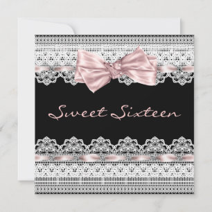 Invitation Noces de jeune fille seize ans Blanc dentelle rose