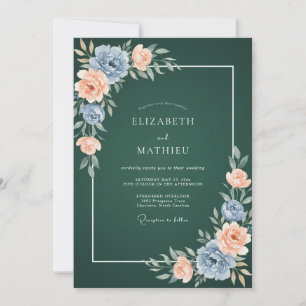 Invitation Noces de la Sauge de Corail d'Acier en Feuillage
