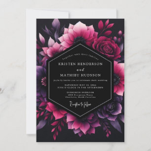 Invitation Noces de Nocturne Florale Magenta