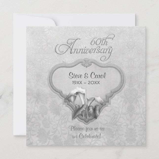 Invitation Noces de Perle d'Argent 60e Anniversaire de Mariag (Devant)