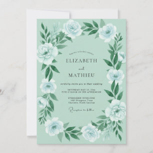 Invitation Noces de Pivoine Azurée et Mousse de Mer