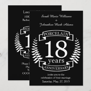 Invitation Noces de porcelaine 18 ans de mariage