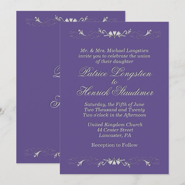 Invitation Noces de prune (Devant / Derrière)