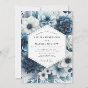 Invitation Noces de radiance florale bleu ardoise