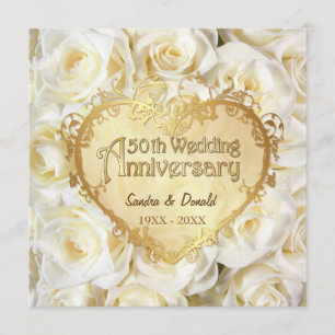 Invitation Noces de Rose Blanche 50ème Anniversaire de Mariag