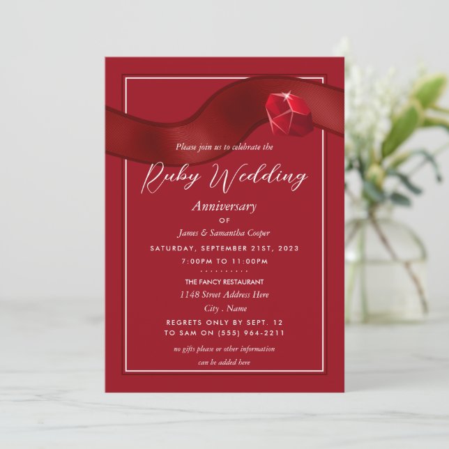 Invitation Noces de rubis, 40 ans de mariage (Debout devant)