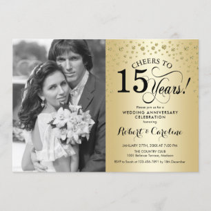 Invitation Noces d'or 15ème Anniversaire de Mariage avec Phot
