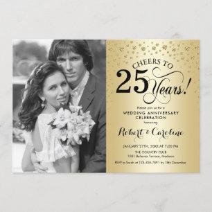 Invitation Noces d'or 25e anniversaire de mariage avec photo