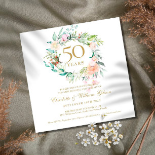 Invitation Noces d'or 50 ans Anniversaire de mariage Aquarell