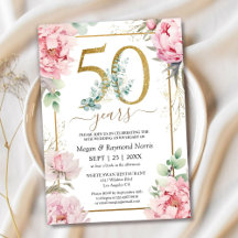 Noces d'or 50e Anniversaire de Mariage Pivoine Ros