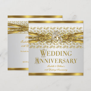 Invitation Noces d'or : Anneau de 50 ans de Mariage Fleur Bla