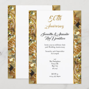 Invitation Noces d'or bling 50e anniversaire de mariage