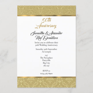 Invitation Noces d'or damassé 50 ans de mariage
