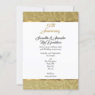 Invitation Noces d'or en damas vintage pour le 50e anniversai