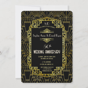 Invitation Noces d'or Great Gatsby 50e anniversaire de mariag