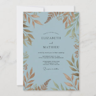 Invitation Noces en acier et fougère de cuivre