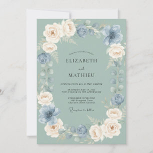 Invitation Noces Ethérées Anémone Vert Sauge