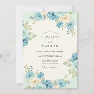 Invitation Noces Fleur Bleuet Azur