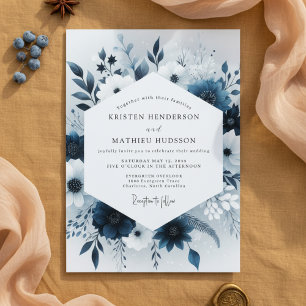 Invitation Noces Fleur Celeste Navy
