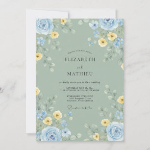 Invitation Noces Fleur de Beurre Celadon