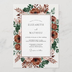 Invitation Noces Fleurie Sienne