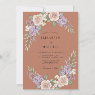 Invitation Noces Fleuries Romance Terracotta