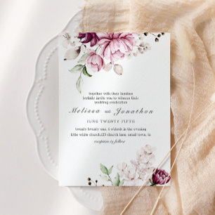 Invitation Noces Florales de Pivoines Rose Bourgogne