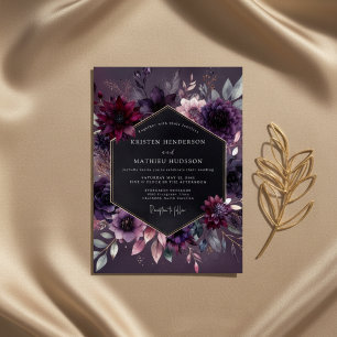Invitation Noces Nocturne Florale à la Prune Moody