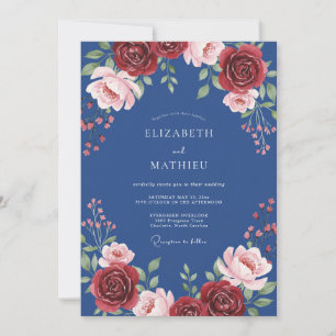 Invitation Noces Pétale Cramoisi Ardoise