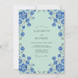 Invitation Noces Pétales de Céladon Bleuet