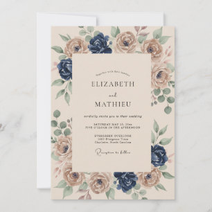 Invitation Noces Pivoine Sable de Minuit