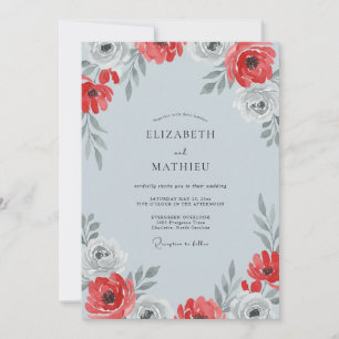 Invitation Noces Profondes en Acier et Coquelicot de Bourgogn
