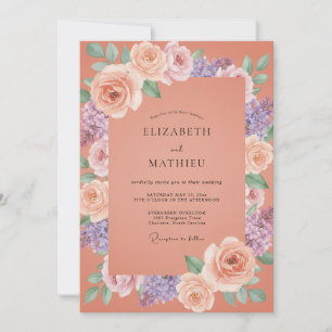 Invitation Noces Romantiques Fleur de Pêcher