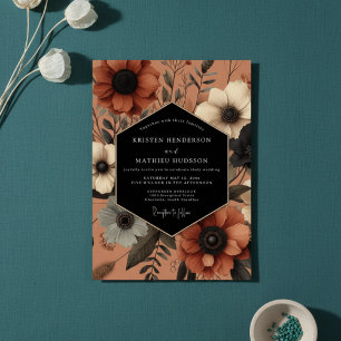 Invitation Noces Romantiques Florales Terracotta d'Automne