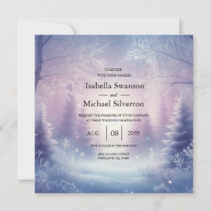 Invitation Noces Sérénade de Chute de Neige d'Hiver de Lavand