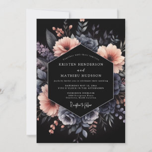 Invitation Noces Slate & Blush Shadowy Bloom