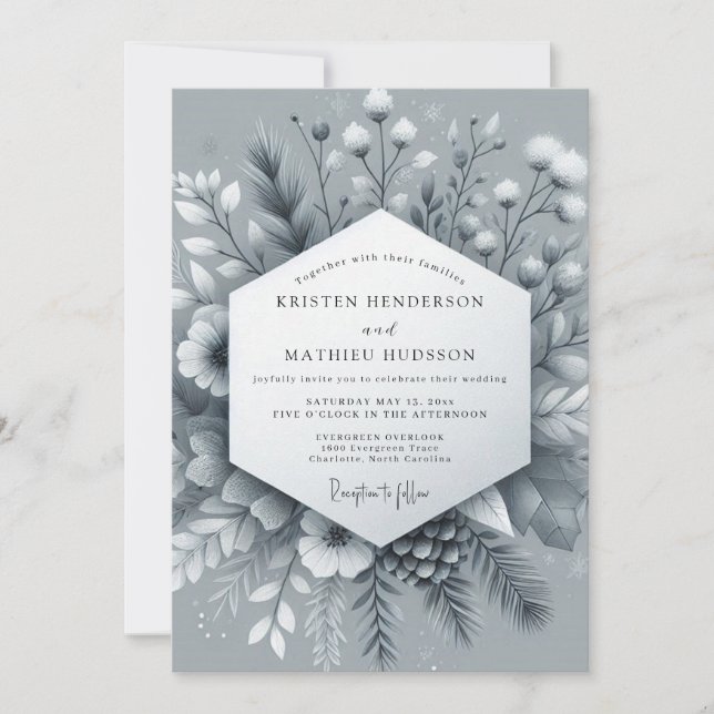 Invitation Noces Slate Frosted Bloom (Devant)