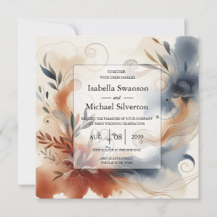 Invitation Noces Terracotta Twilight et Navy Blooms