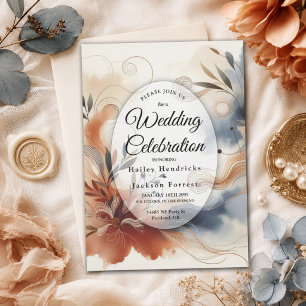 Invitation Noces Terracotta Twilight et Navy Blooms