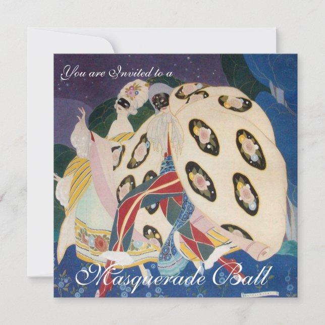 INVITATION NOCTURNE AVEC MASQUES, MASQUERADE MARDI GRAS (Devant)