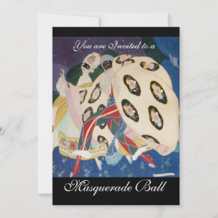 INVITATION NOCTURNE AVEC MASQUES, MASQUERADE MARDI GRAS