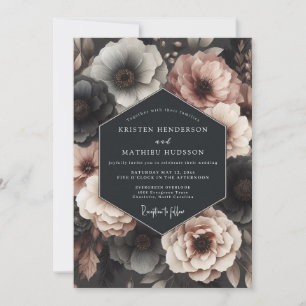 Invitation Nocturne de mariage Rose Charbon