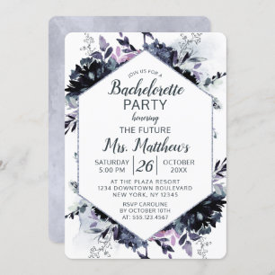 Invitation Nocturne Floral Hexagon Frame Bachelorette