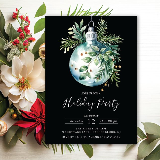Invitation Noël à feuillage persistant Ornements Fête de Fête (Créateur téléchargé)