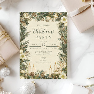 Invitation Noël à la bougie de pin rustique