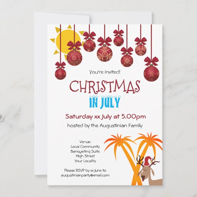 Invitation Noël à la fête de juillet (Devant)