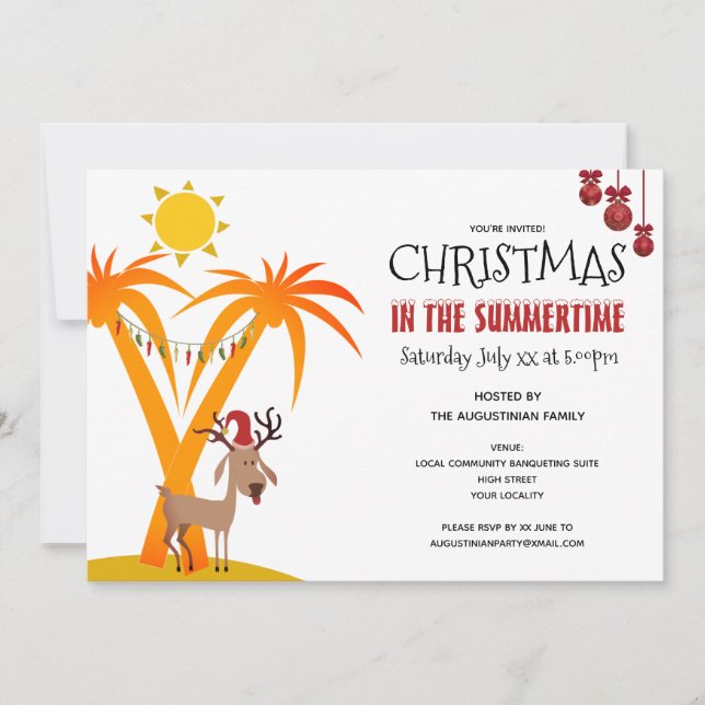 Invitation Noël à la fête d'été (Devant)